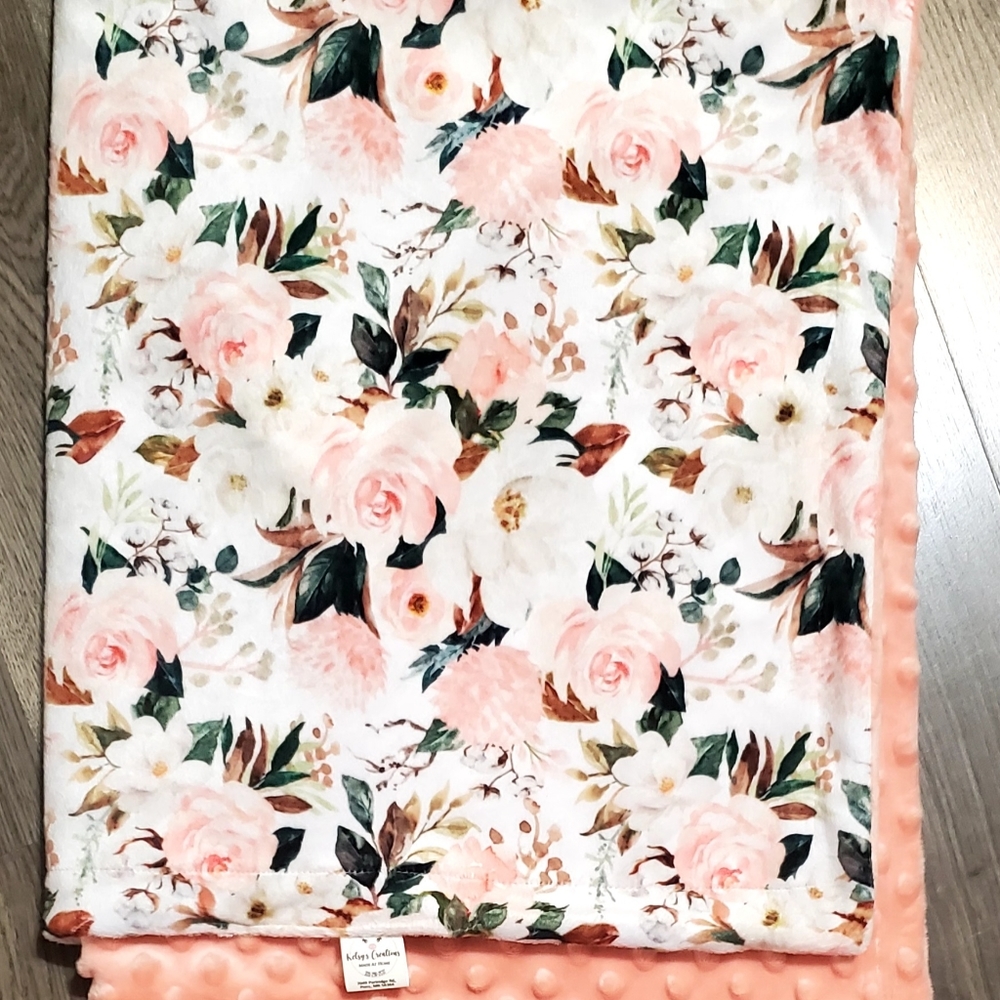 Floral minky blanket